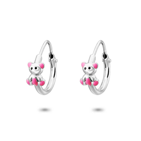 Silver Earrings, Hoop Earring With Teddy