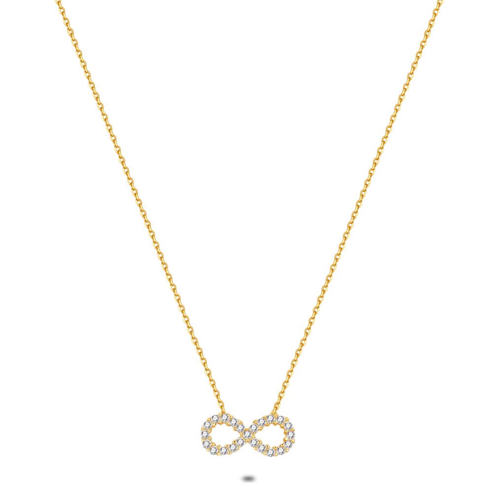 18Ct Gold Plated Silver Necklace, Infinity ,Zirconia