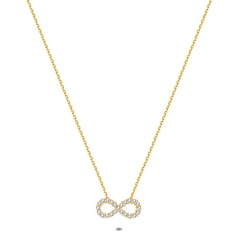 18Ct Gold Plated Silver Necklace, Infinity ,Zirconia