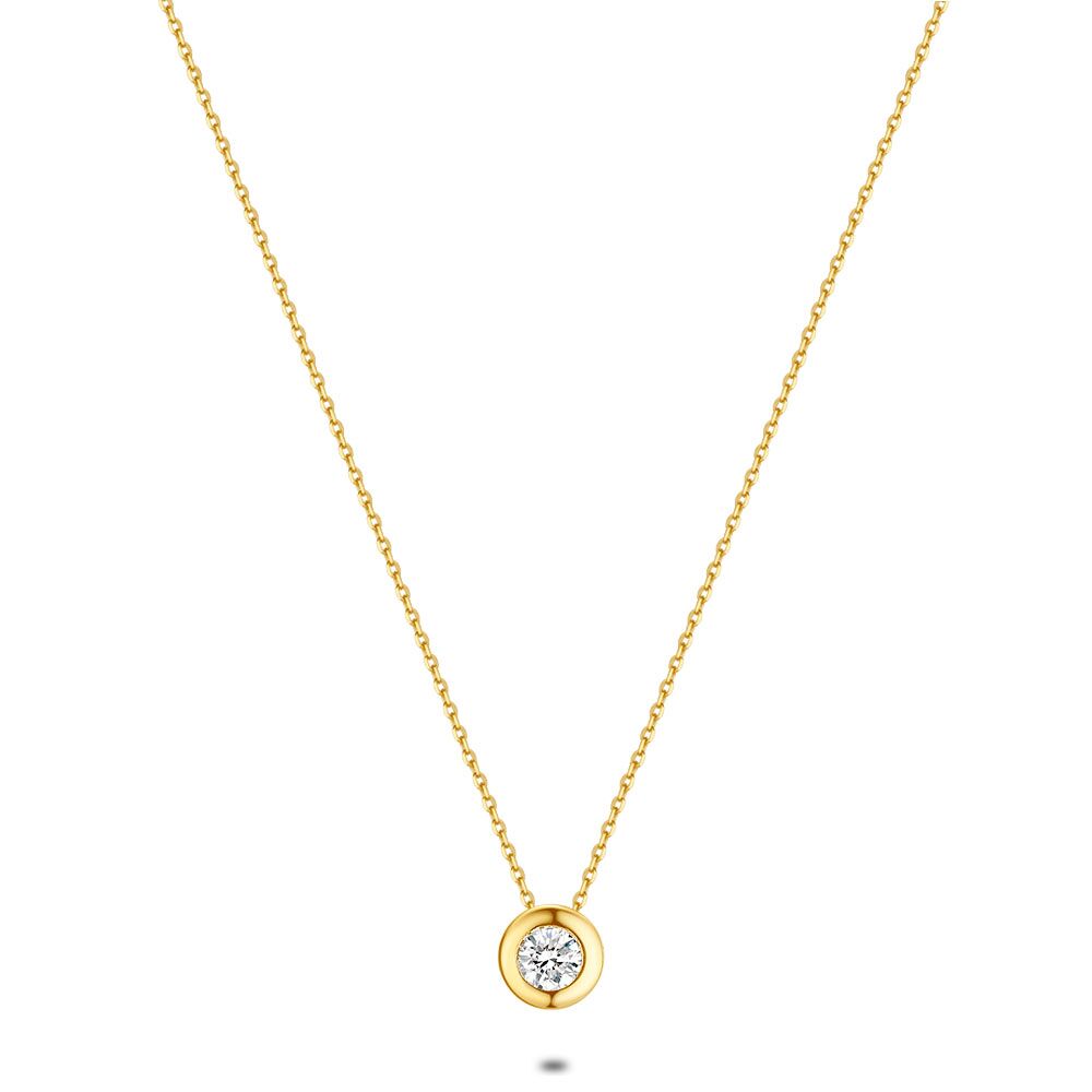 18Ct Gold Plated Silver Necklace, 1 Zirconia