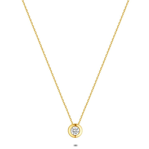 18Ct Gold Plated Silver Necklace, 1 Zirconia