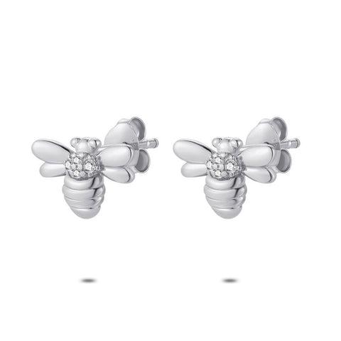 Silver Earrings, Bee, Zirconia