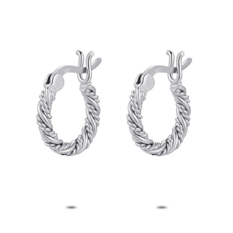 Silver Earrings, Earring, Twisted, 12 Mm