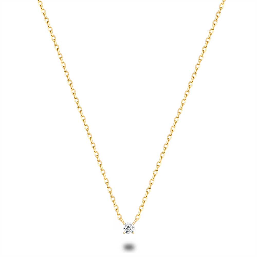 18Ct Gold Plated Silver Necklace, 3 Mm Zirconia