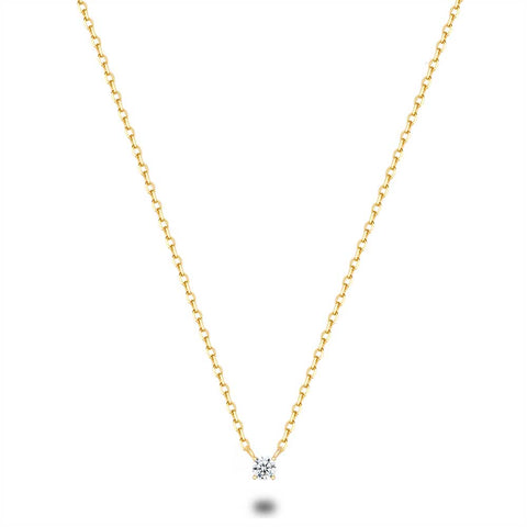 18Ct Gold Plated Silver Necklace, 3 Mm Zirconia