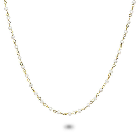 18Ct Gold Plated Silver Necklace, Pearls, 3 Mm