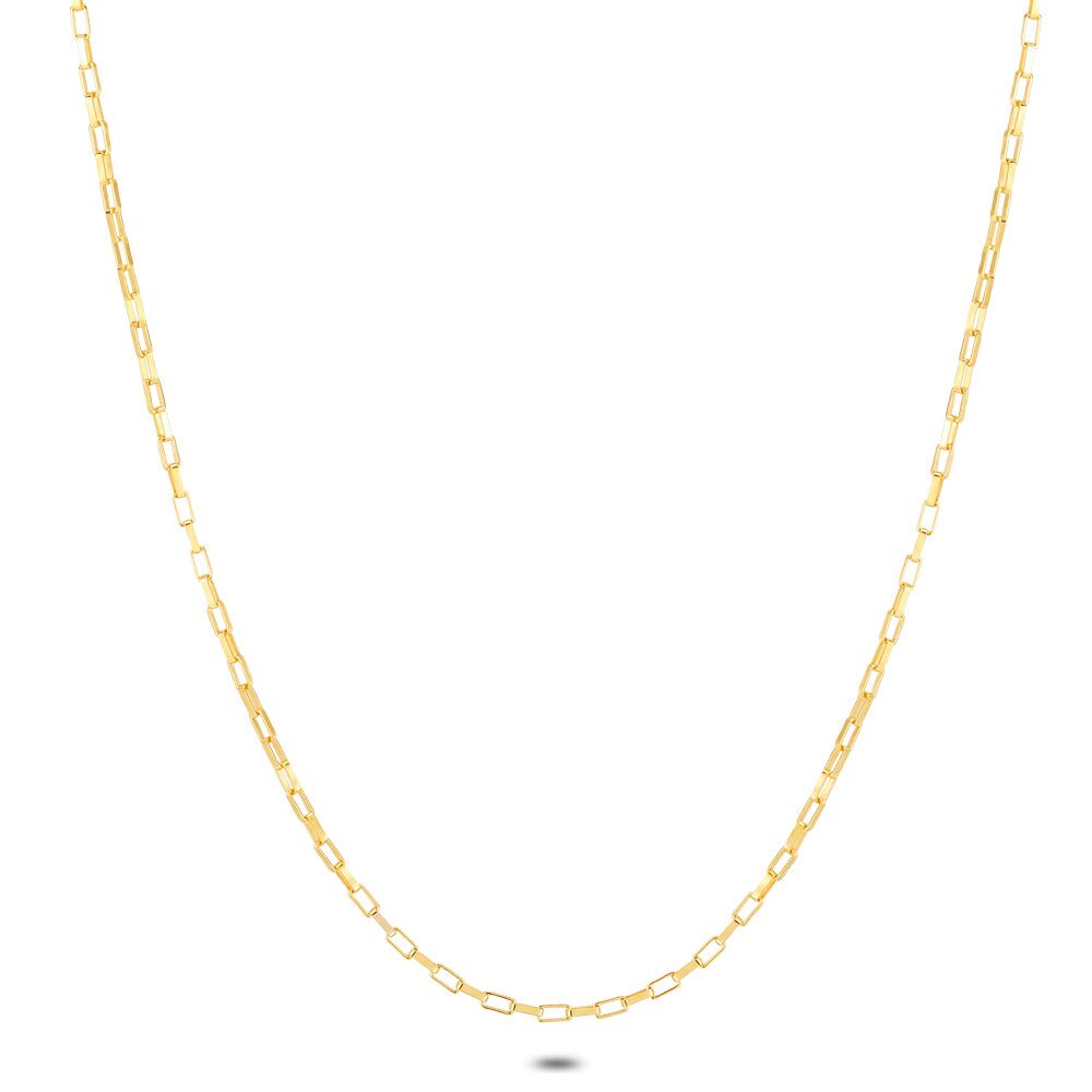 18Ct Gold Plated Silver Necklace, Rectangular Chain, 1 Mm