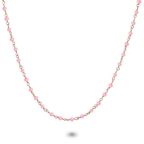 Rosé Silver Necklace, Pink Stones