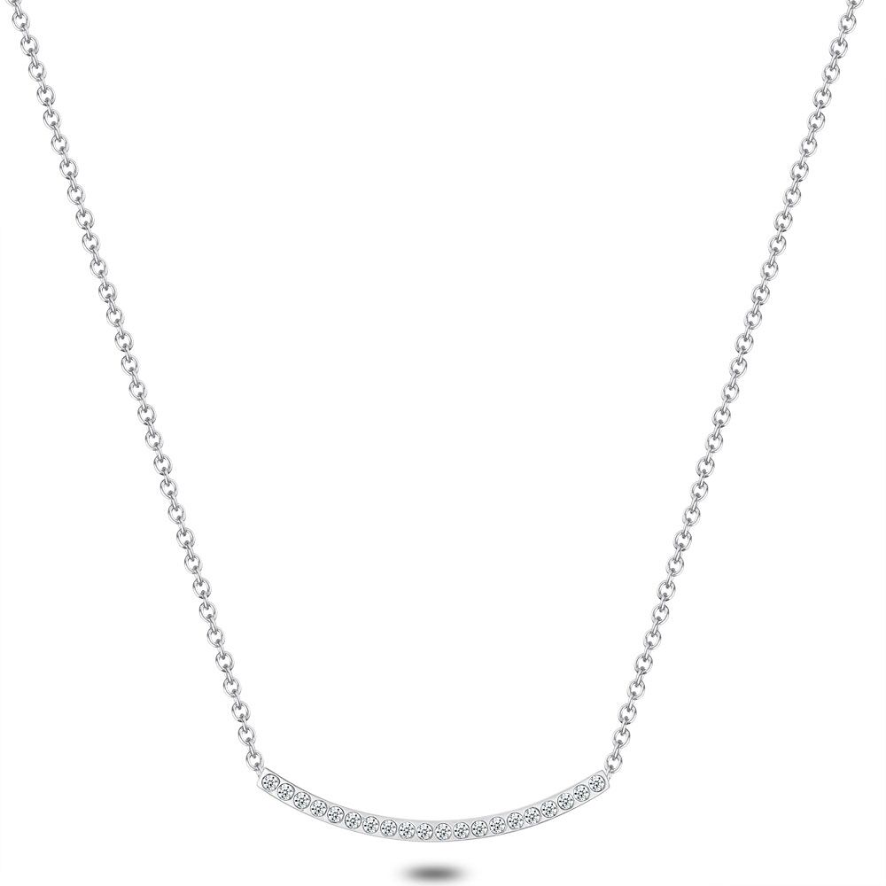 Stainless Steel Necklace, 20 Crystals