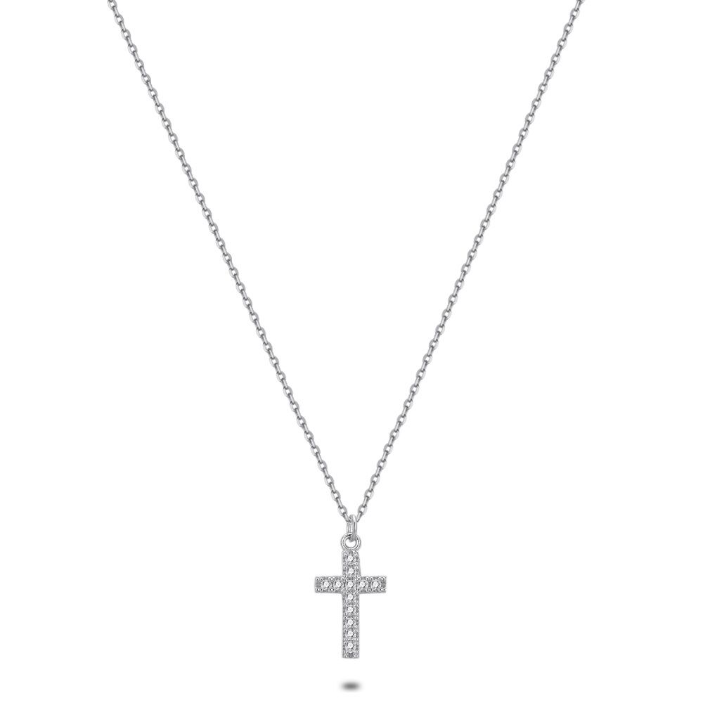 Silver Necklace, Cross, 12 Mm